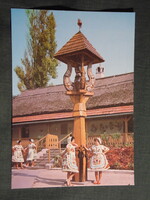 Képeslap,Kalocsa,tájház,harangláb,népviselet látkép,részlet, 1981-