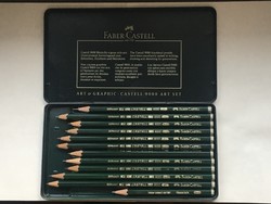 12db Faber Castell Ceruza Fém Dobozban !!! Használt !!! 8B-2H Sorozat !!!
