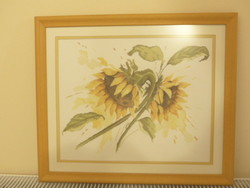 Keresztszemes kép napraforgó virágokkal 45x53 cm,ajándéknak is kiváló, minőségi munka