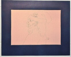 Szász Endre: Male Head Pen Drawing