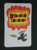 Kártyanaptár,Dörmögő Dömötör ifjúsági újság magazin,grafika rajzos,madár, 1974,   (7)