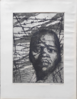 Freedom 1961. Károly Raszler graphic engraving without frame
