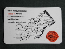 Kártyanaptár,térképes,Kelet Tüzép vállalat,Nyíregyháza,Záhony,Csenger,Jászapáti,Kemecse,1975,   (7)
