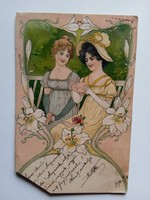 V2067 Szecessziós képeslap  - Beszterce - melegfüöldvár  u.p. Búza - 1901  sarka levágva