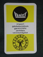 Kártyanaptár,Javszer lakáskarbantartó,Budapest, grafikai,reklám figura,Vasért, 1974,   (7)