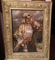 Ivanácz Zsolt J . / 1869-1954 / Virágcsokros menyecske