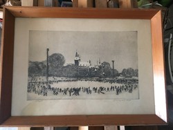 Csergezán Pál, városliget, rézkarc