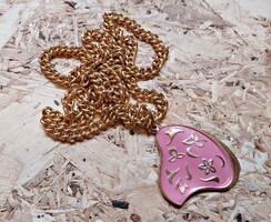 Régi aranyozott zománc medálos nyaklánc