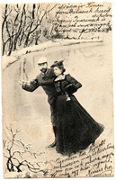 Képeslap: Szerelmespár. 1901. (korcsolya)