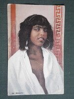 Képeslap,Marokkó,Algéria,Észak Afrika,Beduin folklór,népviselet,Női modell,1910-