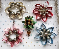 Retro gablonz és fólia lametta karácsonyfa dísz 9cm ár/db