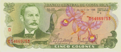 Costa Rica 5 Colon 1986 UNC