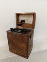 Antik műszer volt mérő dobozában elektromos műszaki régiség 435 9864