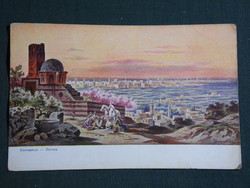 Képeslap,Szíria Damaszkusz látkép,panorama,művészet,Német kiadás, 1920-