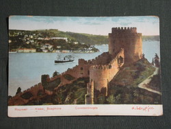 Képeslap,Törökország,Isztambul,Rumelihisarı kastély,erőditmény,Roumeli Hissar, Bosphore 1910-