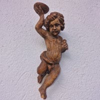 Faragott fa angyalka gyertyatartó