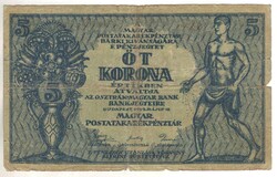 5 korona 1919 Osztrák-Magyar bank Tanácsköztársaság 1.