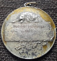 Magyar Birkózók szövetsége sport érem . 1927 . 39mm . Ag Bronz
