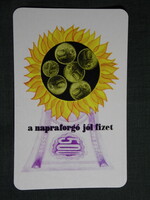 Kártyanaptár,OTP takarékpénztár,500,10 forintos,papírpénz,aprópénz,grafikai, 1976,   (7)