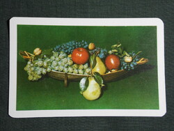 Kártyanaptár,Agroker mezőgazdasági üzlet,Nyíregyháza, gyümölcstál, 1976,   (7)