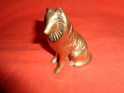 Brass Sitting Dog Statue with Mane