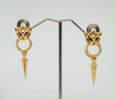 Art Deco stílusú clear kristályos leopárd fejes fülbevaló 440