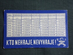 Kártyanaptár,Jugoszlávia,Horvát,Totó Lottó sportfogadás, SAZKA SPORTKA,1976,   (7)