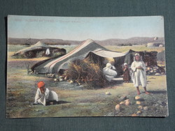 Képeslap,Marokkó,Algéria,Észak Afrika,Arab,Beduin sátor,folklór,népviselet,,1910-