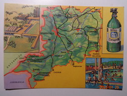 Régi, retró postatiszta térképes képeslap: Vas megye, Büki gyógyvíz
