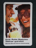 Kártyanaptár,NDK, Ruhla Glashütte Weimar óragyár,1976,   (7)