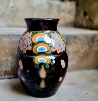 Antik jelzett Ernst Huber- Roethe, Villingen-Bad szecessziós kerámia váza