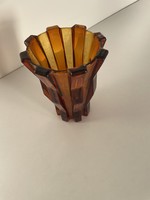 Art Deco Brockwitz borostyán színű váza