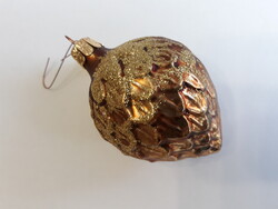 Régi nagy méretű toboz, üveg karácsonyfadísz