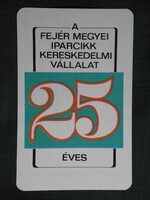 Kártyanaptár,25 éves Fejér megyei iparcikk vállalat,Székesfehérvár, 1976,   (7)