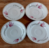 Pótlásnak ! Antik porcelán Hollóházi ciklámen dekoros mokkás tányér 4 db