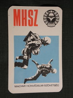 Kártyanaptár,MHSZ honvédelem,grafikai,ejtőernyős, 1977,   (7)