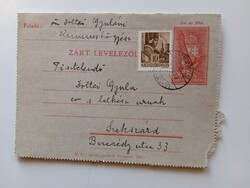 D205070    Díjjegyes zárt levelezőlap 20f 1943 Kemeneshőgyész -Szekszárd Zoltai Gyula