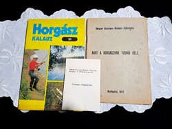 3 db régi horgász kiadvány: Horgász kalauz, Amit a horgásznak tudnia kell, Országos horgászrend