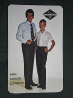 Kártyanaptár,Pápa ruházati szövetkezet, divat,férfi fiú modell,  1977,   (7)