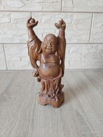 Álló buddha szobor , egzotikus fából faragott 25x10 cm