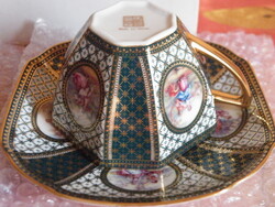 Kínai teás-kávés csésze+csészealj jelzett porcelán 6db