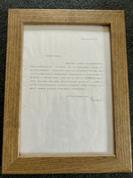 Letter from Miklós Mészöly to Tamas Ungvár. 1995. Framed