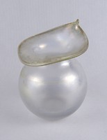 1T669 Old Iridescent Marked Poschinger Artistic Blown Glass Vase