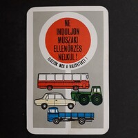 Kártyanaptár 1974 - Grafikus, SZOT, Ne Induljon Műszaki Ellenőrzés Nélkül! feliratú naptár