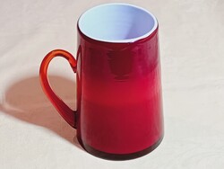 Üveg korsó 1 - Dragan Drobnjak Prokuplje 12xØ8cm 4dl retro hand made többrétgű többszinű pohár bögre