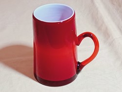 Üveg korsó 5 - Dragan Drobnjak Prokuplje 14xØ9cm 5dl retro hand made többrétgű többszinű pohár bögre