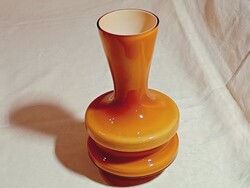 Üveg váza 6 - Dragan Drobnjak Prokuplje 20xØ11cm retro hand made többrétgű többszinű díszüveg