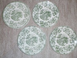 Retro régi Ironstone Tableware English Style zöld porcelán lapos tányér - 4 db