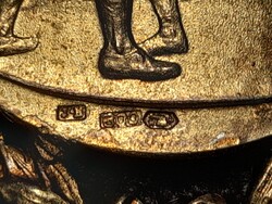 Wien 1923 . Birkózó érem 1927 , aranyozott jelzett ezüst. Nagyméretű 50mm . 21,3g .