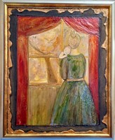 Anyaság. Prima díjas művésztől. 55x45 cm-es zománckép aranyozott kerettel.(Tanúsítvány,céges számla)